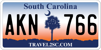 SC license plate AKN766