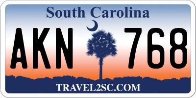 SC license plate AKN768