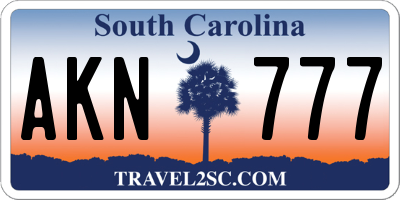 SC license plate AKN777