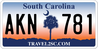 SC license plate AKN781