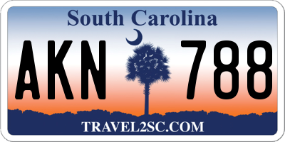 SC license plate AKN788