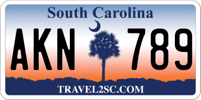 SC license plate AKN789