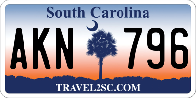 SC license plate AKN796