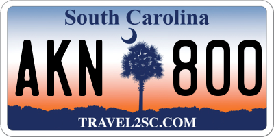 SC license plate AKN800