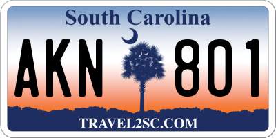 SC license plate AKN801