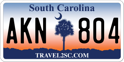 SC license plate AKN804