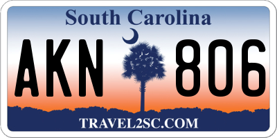 SC license plate AKN806