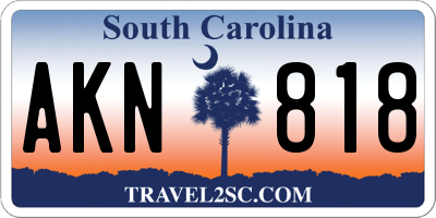 SC license plate AKN818
