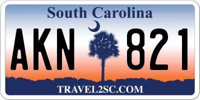 SC license plate AKN821