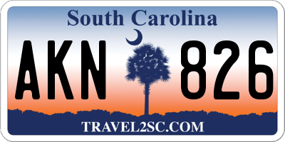 SC license plate AKN826