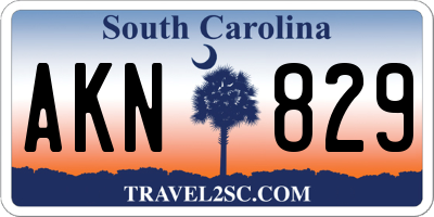 SC license plate AKN829