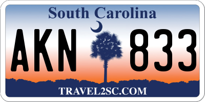 SC license plate AKN833