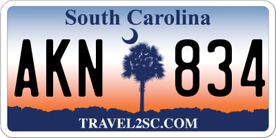 SC license plate AKN834