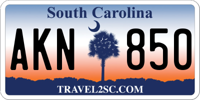 SC license plate AKN850