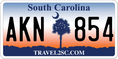 SC license plate AKN854