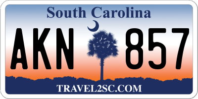 SC license plate AKN857
