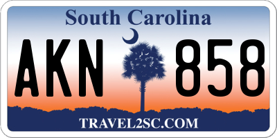 SC license plate AKN858
