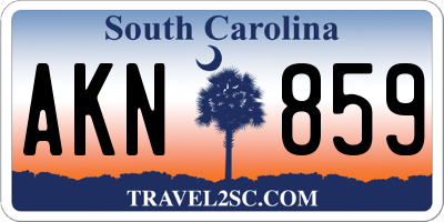 SC license plate AKN859