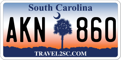 SC license plate AKN860