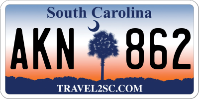 SC license plate AKN862