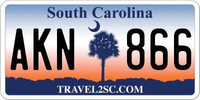 SC license plate AKN866