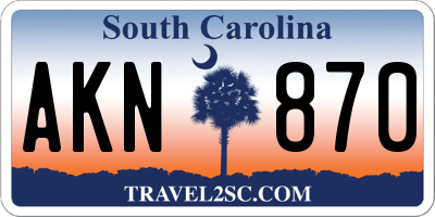 SC license plate AKN870