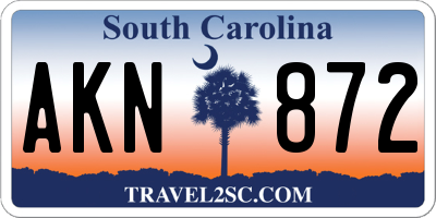 SC license plate AKN872