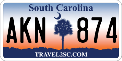SC license plate AKN874