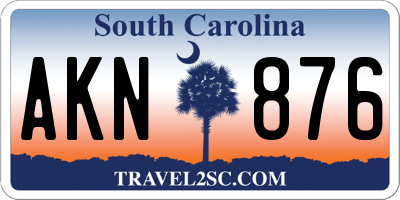 SC license plate AKN876
