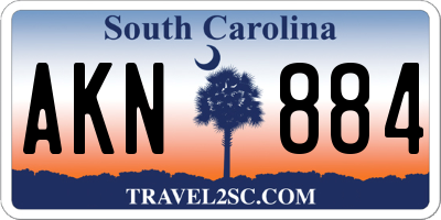 SC license plate AKN884