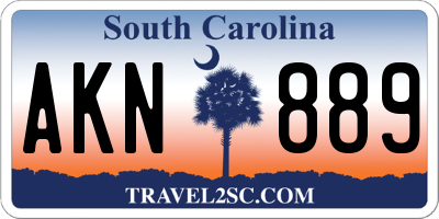 SC license plate AKN889