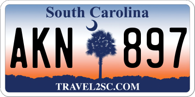 SC license plate AKN897