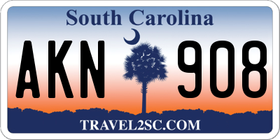 SC license plate AKN908