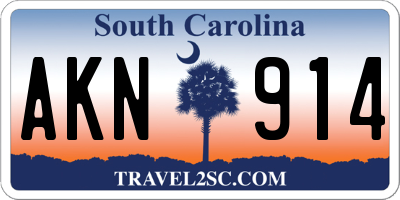 SC license plate AKN914