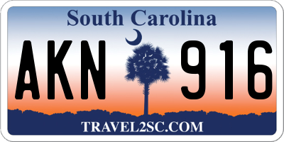 SC license plate AKN916