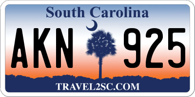 SC license plate AKN925