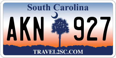 SC license plate AKN927