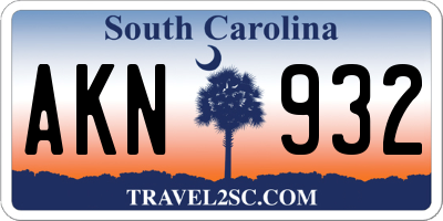 SC license plate AKN932
