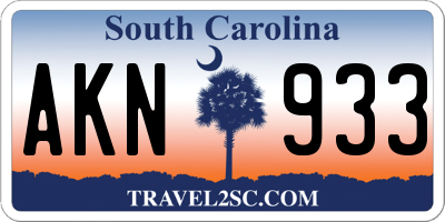SC license plate AKN933