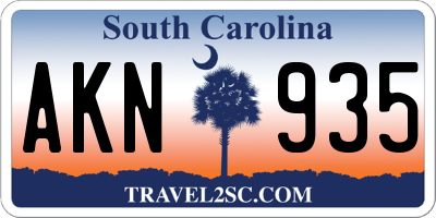 SC license plate AKN935