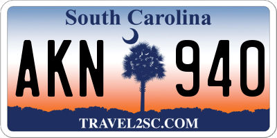 SC license plate AKN940