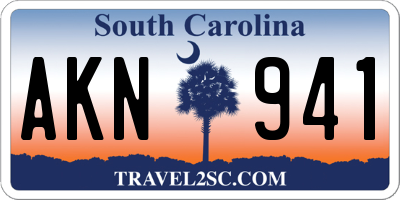SC license plate AKN941