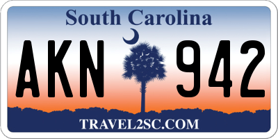 SC license plate AKN942