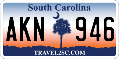 SC license plate AKN946