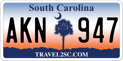 SC license plate AKN947