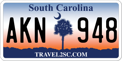 SC license plate AKN948