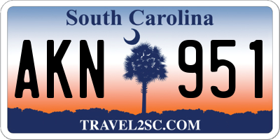SC license plate AKN951