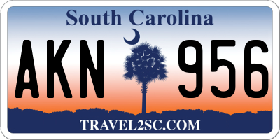 SC license plate AKN956