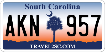 SC license plate AKN957