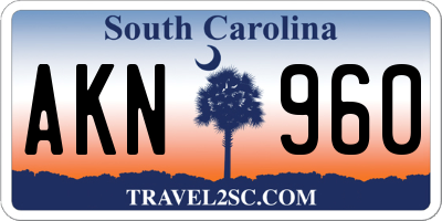 SC license plate AKN960